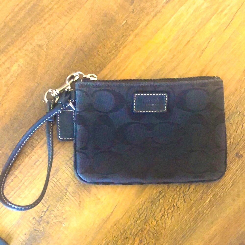 Coach Black Jacquard Signature Logo Wristlet
